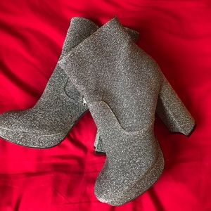 Black and silver shiny platform booties! NWOT.